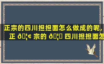 正宗的四川担担面怎么做成的呢,正 🦢 宗的 🦟 四川担担面怎么做成的呢